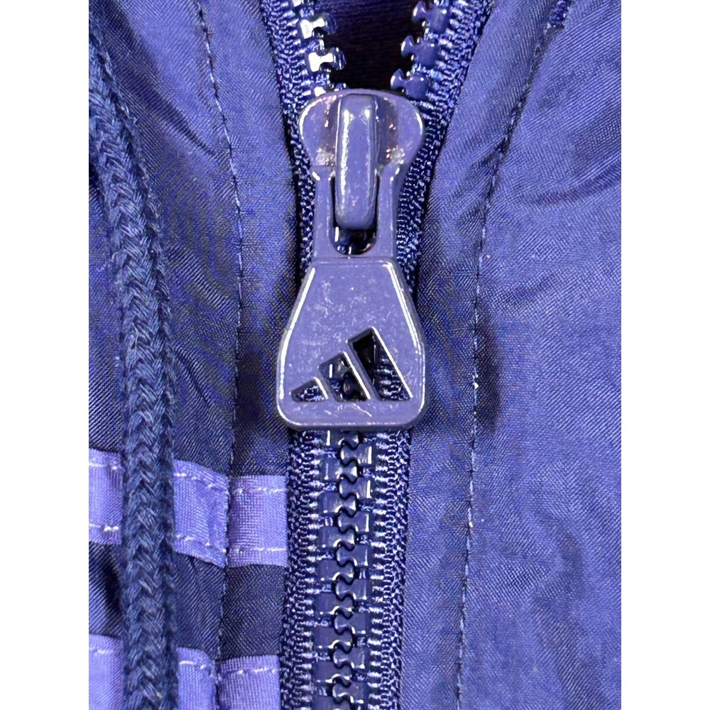 Vintage hooded‎ nylon Adidas women's  Jacket Full Zip Purple Three Stripe - Picture 8 of 14